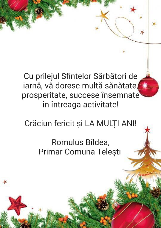 Felicitare Primăria Telești