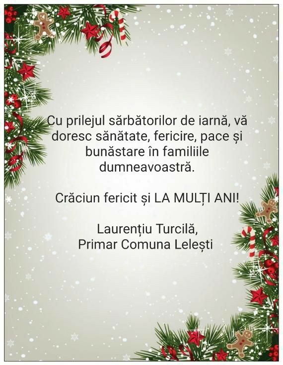 Felicitare Primăria Lelești