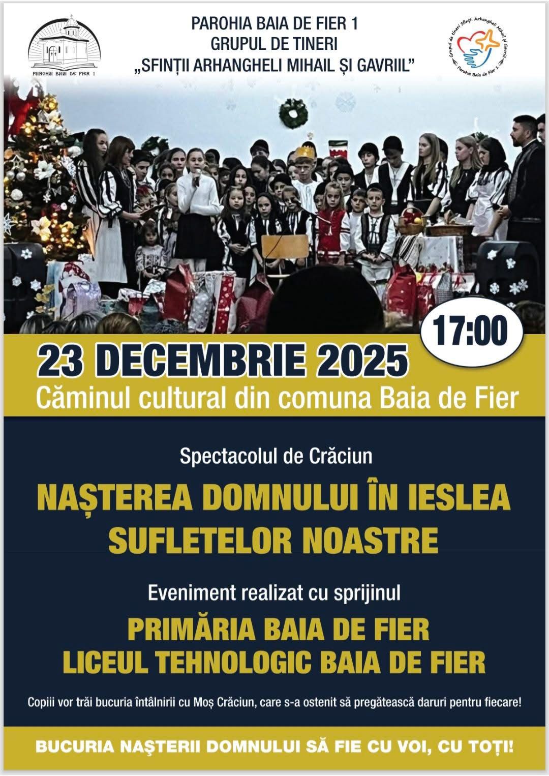 Sărbătoare la Baia de Fier: Spectacol de Crăciun susținut de tinerii parohiei