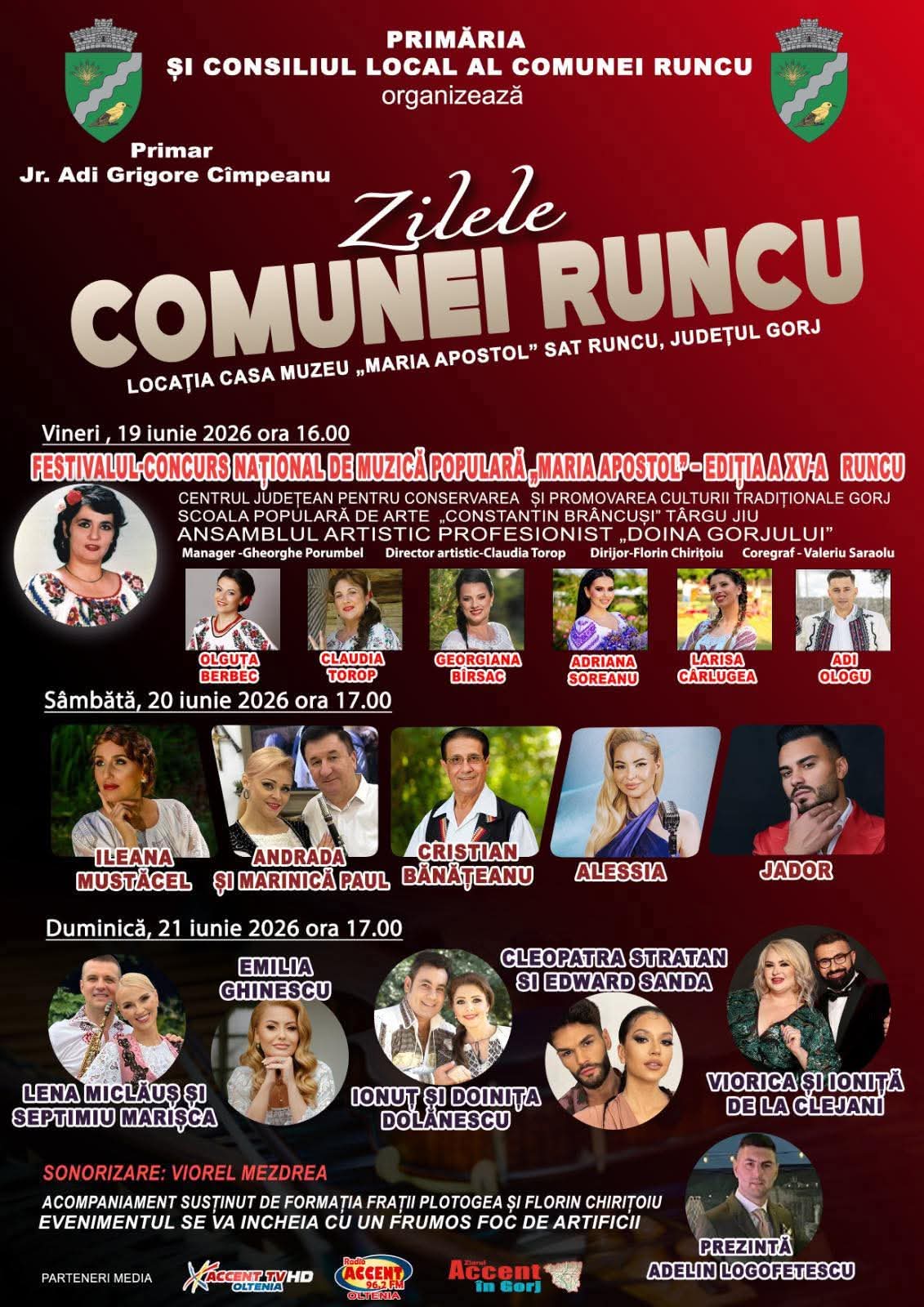 Regal muzical la Runcu: Jador, Clejanii și Dolănescu încing atmosfera la Zilele Comunei!